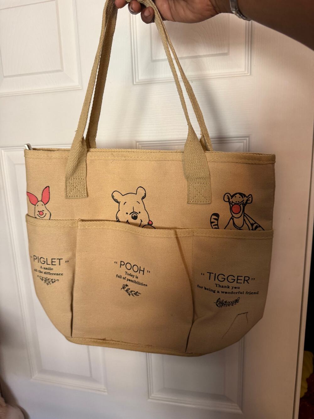 Disney Winnie the Pooh canvas multi-pocket tote bag
